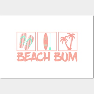 Beach Bum Flip Flops Paddle Board and Palm Trees Posters and Art